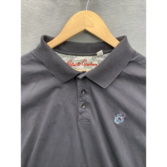 Robert Graham Black Golf Polo Shirt Men's 2XL Skull Embroidered Classic Fit - Picture 8 of 13
